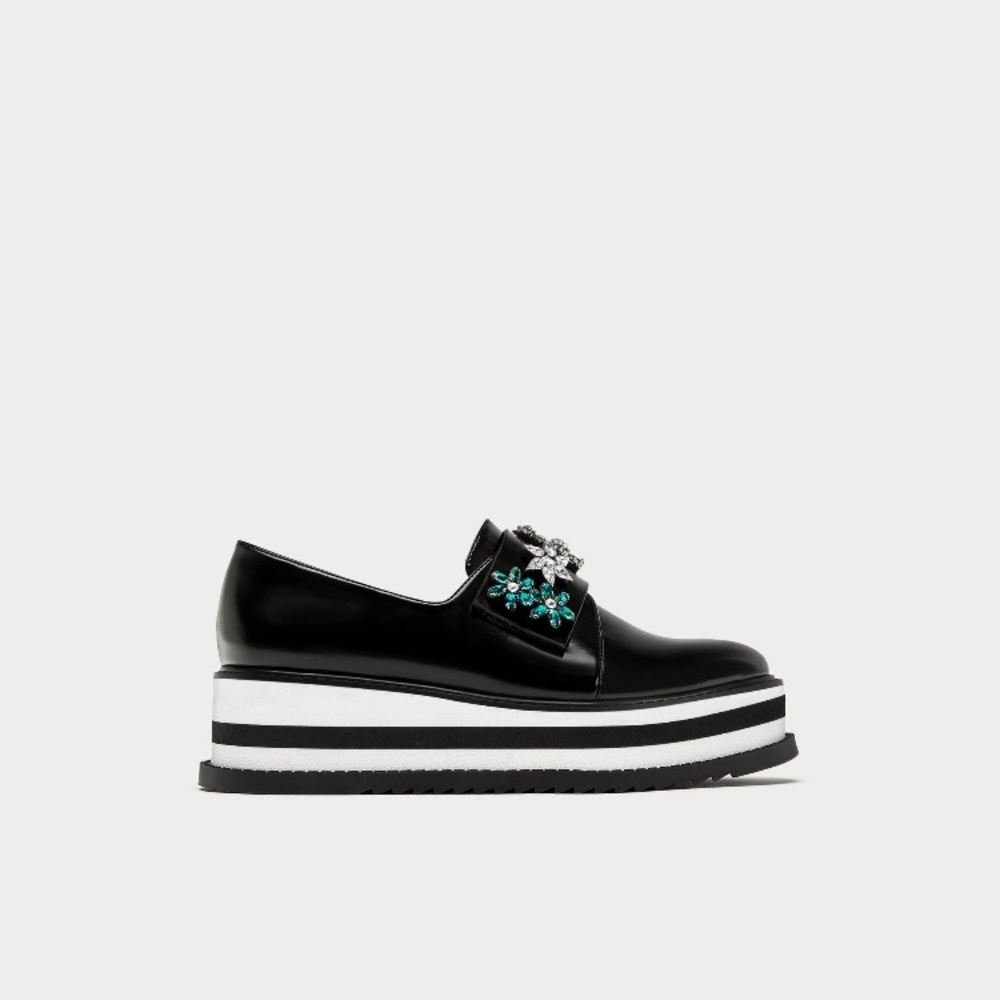 ZARA Platform derby shoes with beading